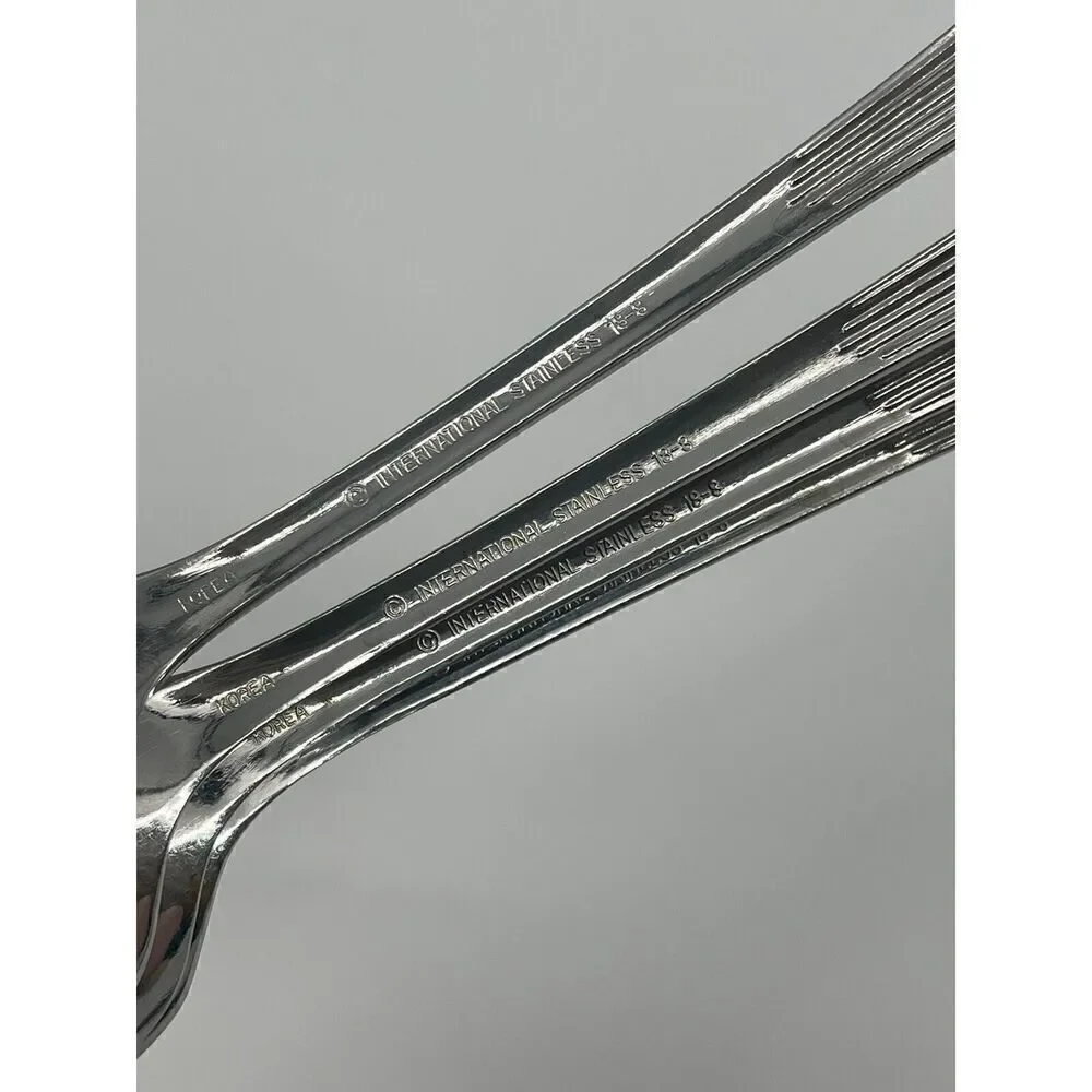 International Silver Tiara Stainless 18/8 Korea Glossy Dinner Spoons Set Of 4